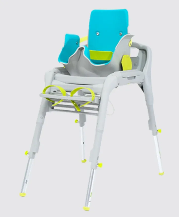 Adjustable postural chair with headrest, tray and lateral supports
