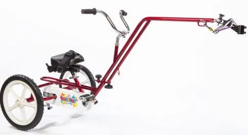 Triciclo adaptado Hitch Combo rojo con brazo de remolque