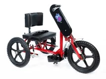 Bicicleta de manos Tri-Lo roja con respaldo acolchado y pedaleo manual