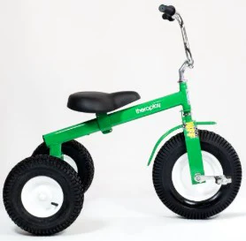 Triciclo adaptado Tuff verde Theraplay, ruedas de tacos y manillar cromado