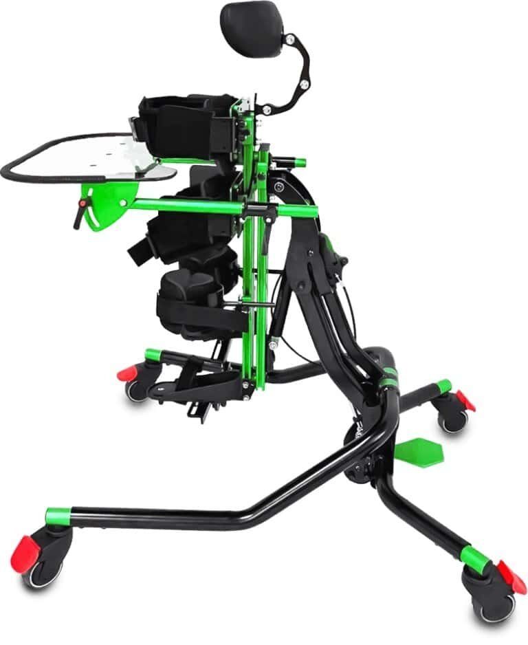 Standing frame with adjustable supports and activity tray