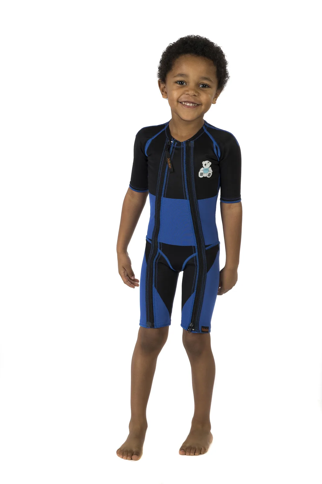 Boy wearing a short navy dynamic suit